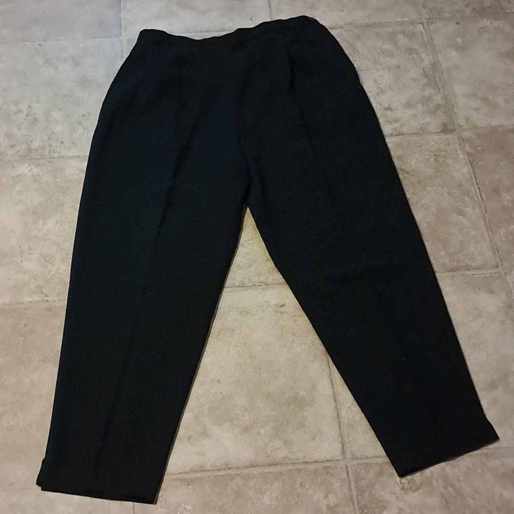 Jaeger Black Luxury Wool Pants w/ Ankle Slit and Size Zip Professional Business